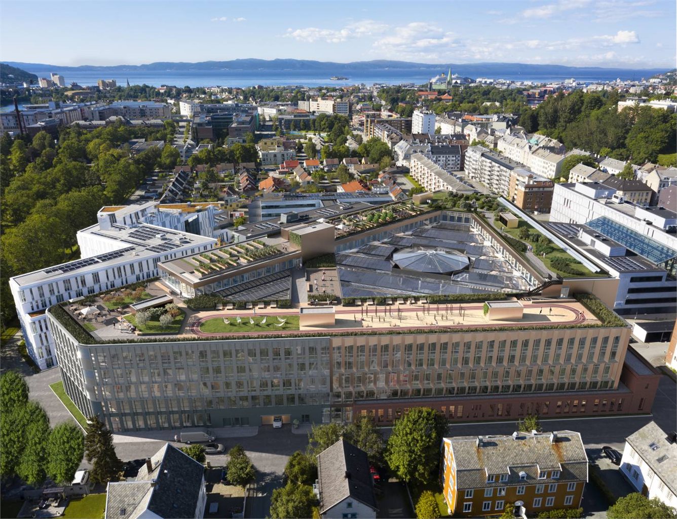 Teknostallen ligger like ved leiligheten. Bygget er nå ferdigstilt og har åpnet dørene. Her er det både butikker, kaféer, treningssenter og kontorlokaler.