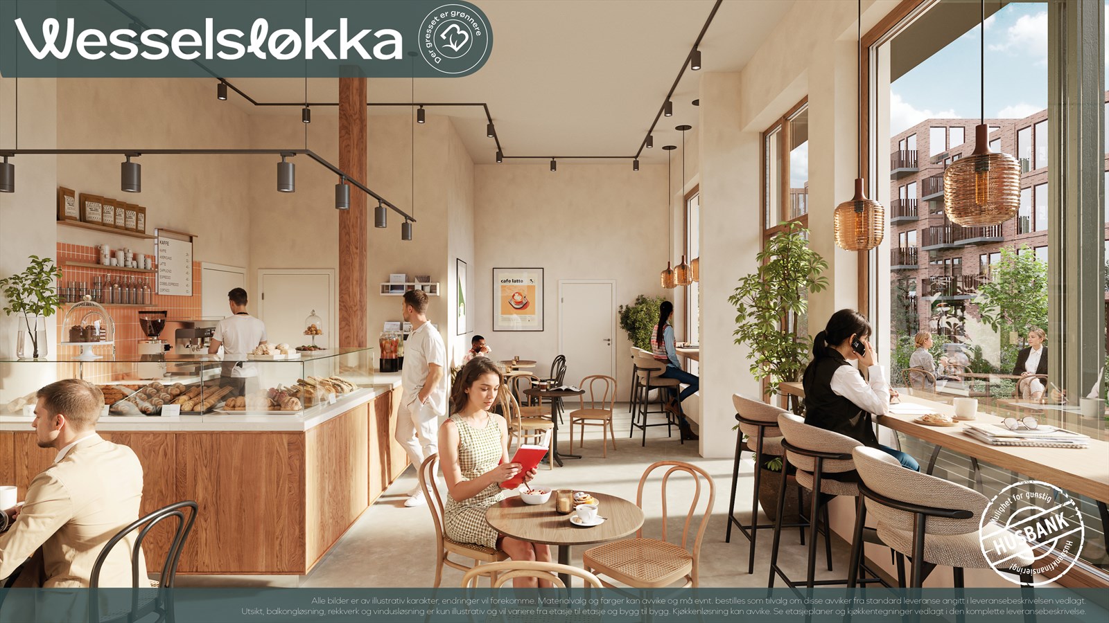 Det er også satt av arealer for en kafe/bakeriutsalg i første etasje