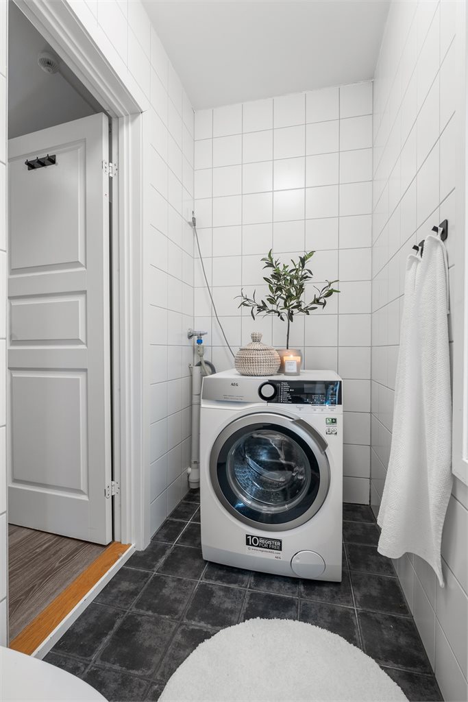Badet har også opplegg for vaskemaskin