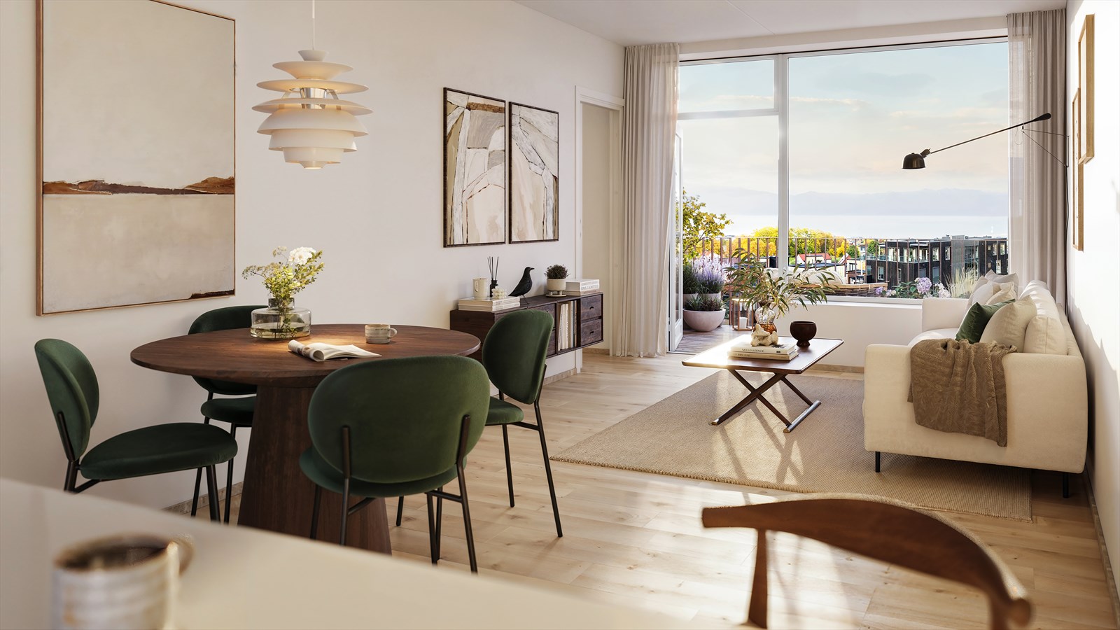 Leiligheten har en flott beliggenhet i byggets 3. etasje med utsikt utover fellesarealene!