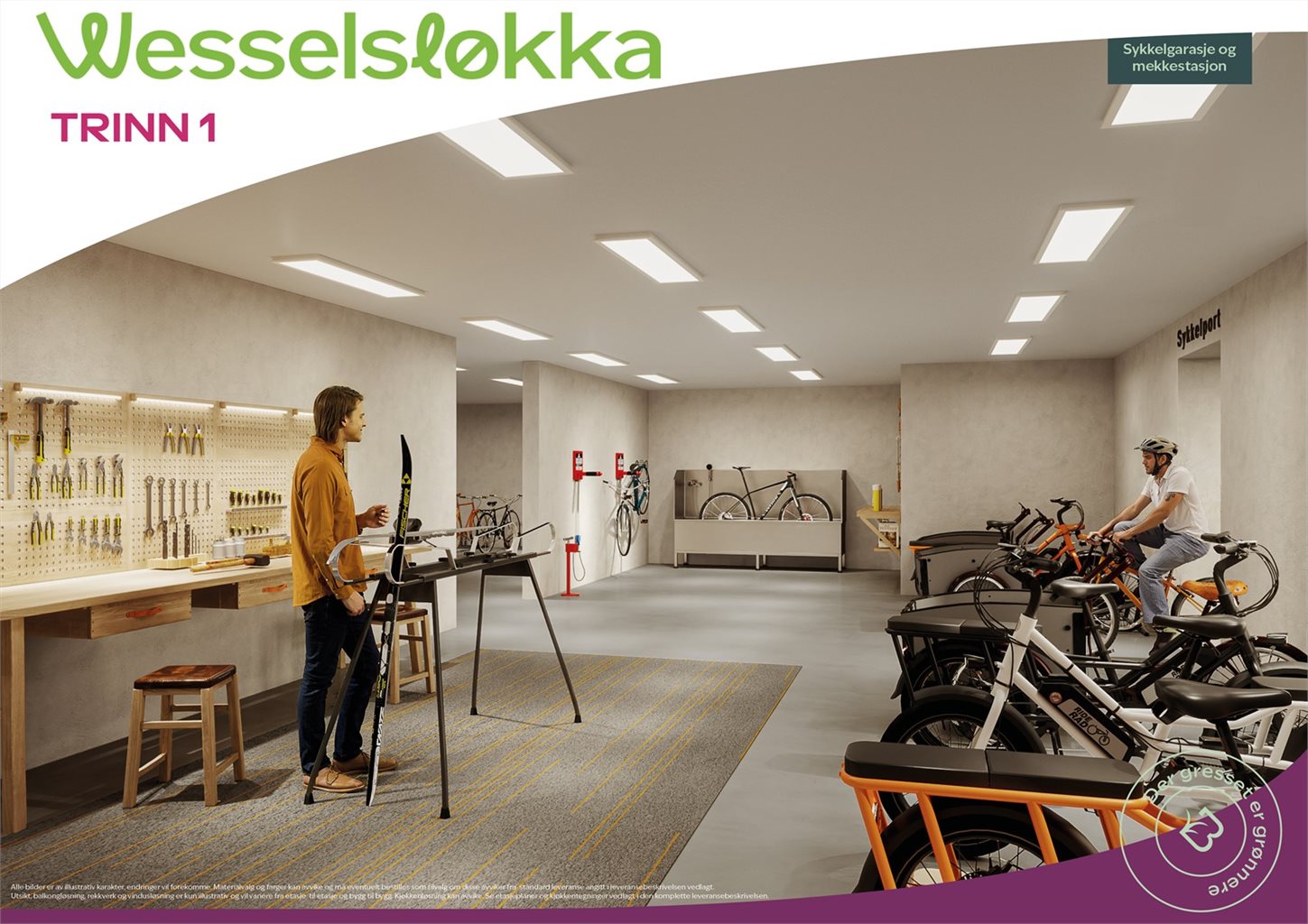 Fra Wesselsløkka er det enkelt å  komme seg til alt i byen med Sykkel. Det er også  enkelt a° parkere sykkelen i den flotte sykkelkjelleren. Her er det også egen mekkestasjon.