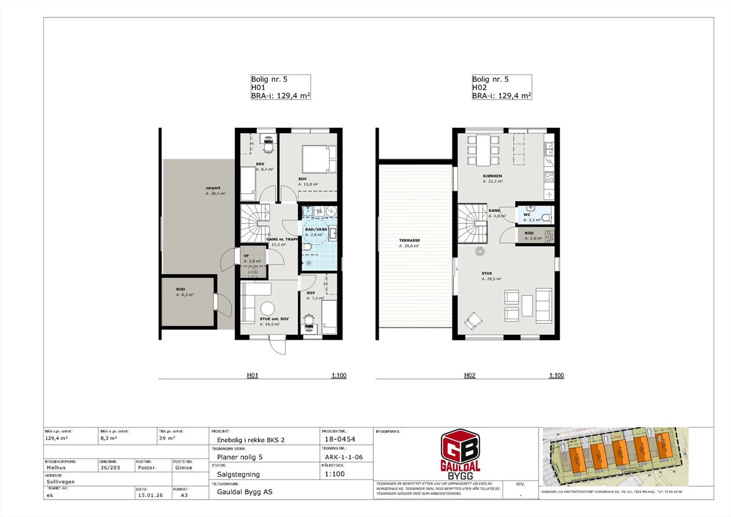 Plansløsning hus 5