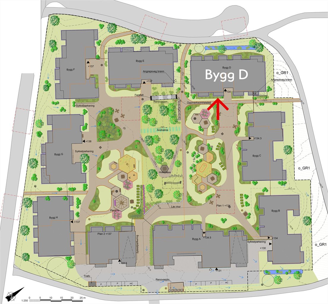Legg merke til den gode beliggenheten til bygg D