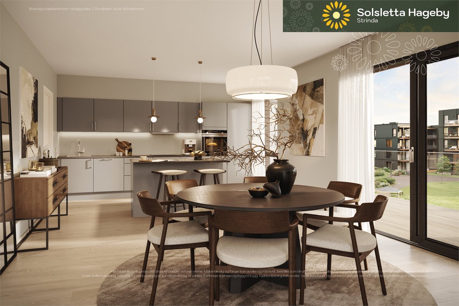 Gled deg til ditt nye kjøkken! Kjøkkenet leveres av det danske designmerket HTH og har komplett helintegrert hvitevarepakke fra Siemens. Her er illustrasjon av kjøkkenfronter glatt grå i tilvalgspakke 2 Trondheim